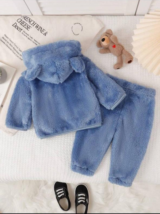 SHEIN Embroided Bear Hoodie & Trouser Set