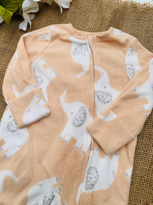 Tu Clothing Printed Elephant Fleece Sleepsuit