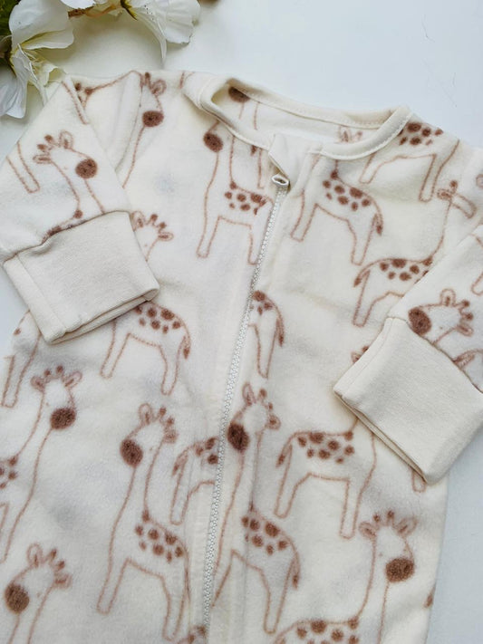 Matalan Printed Giraffe Zip Fleece Sleepsuit