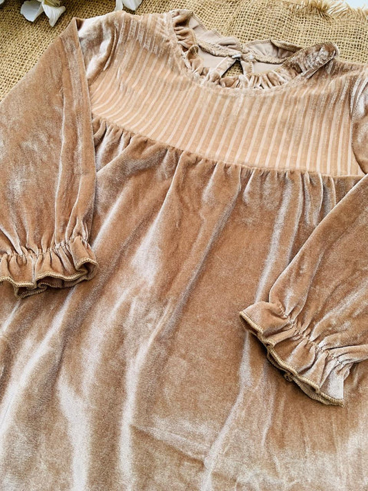 Shein Beige Velour Frill Frock