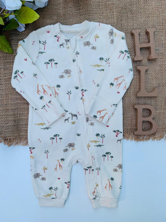 Tu Clothing Ribbed Safari Zipped Sleepsuit