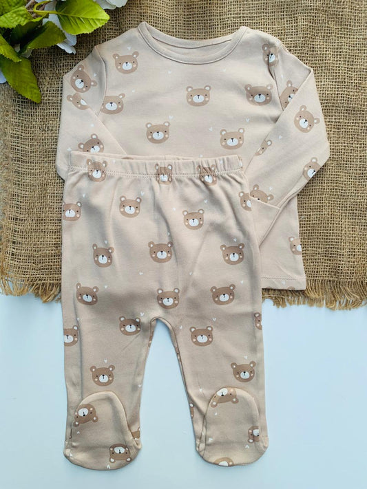 George Printed Bear Shirt & Footed Pyjama