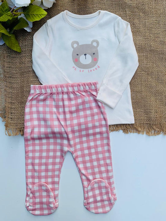 George Bear Face Shirt & Footed Pyjama Set