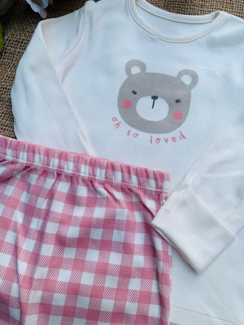 George Bear Face Shirt & Footed Pyjama Set
