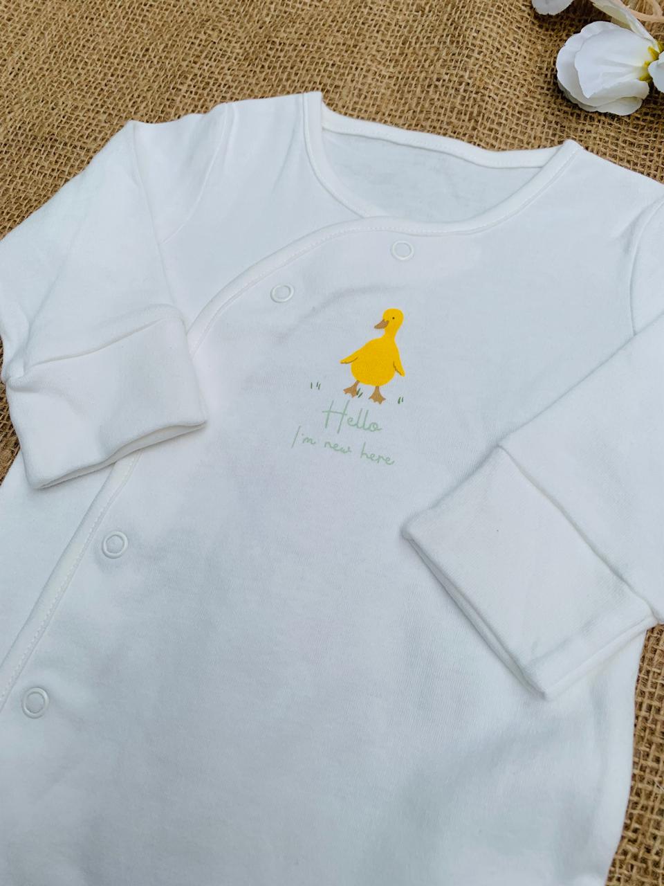 Matalan “Hello I'm New Here” Sleepsuit