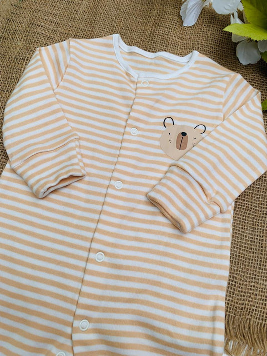 Matalan Stripes Bear Face Sleepsuit