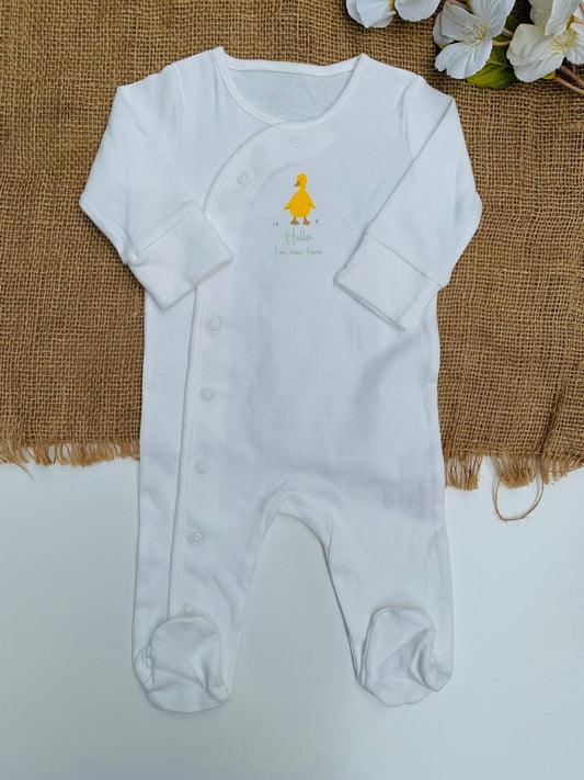 Matalan “Hello I'm New Here” Sleepsuit