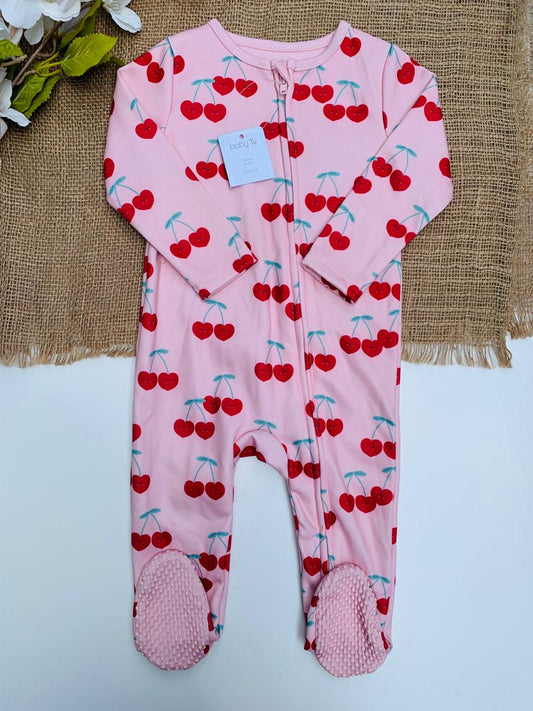TU Clothing Cherry Print Fleeced Sleepsuit