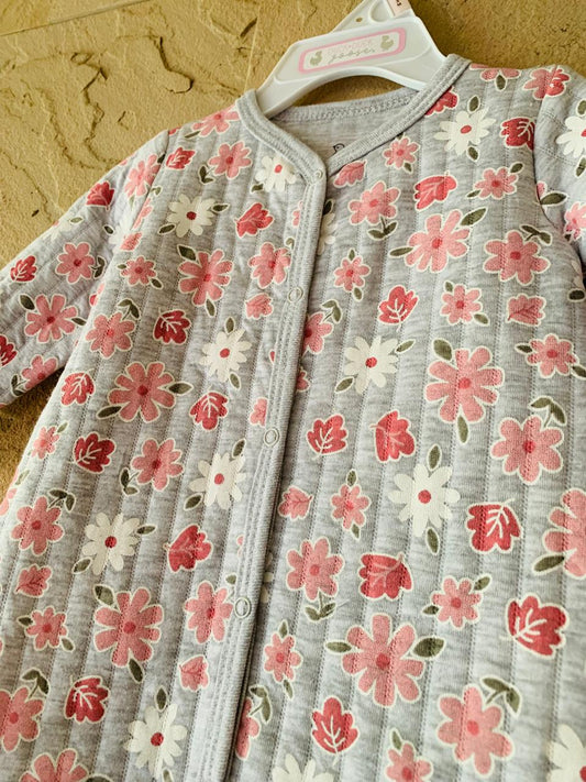 Grey Floral Sleepsuit