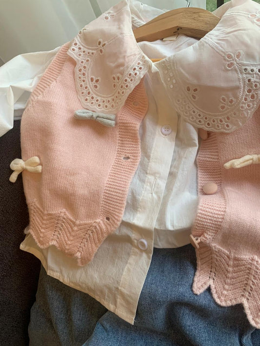 3Pc Knitted Cardigan, Shirt & Pants Set