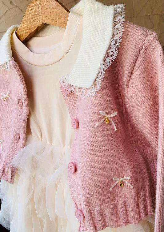 Formal Frock with Pink Bow Cardigan