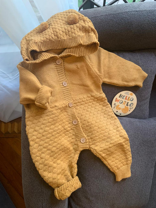 Knitted Mustard Sleepsuit
