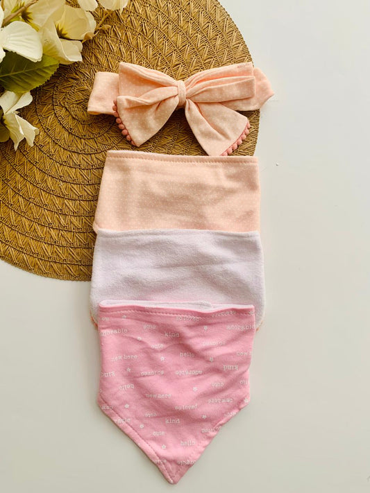 Pack of 3 Bandana Floral Bibs with Head band