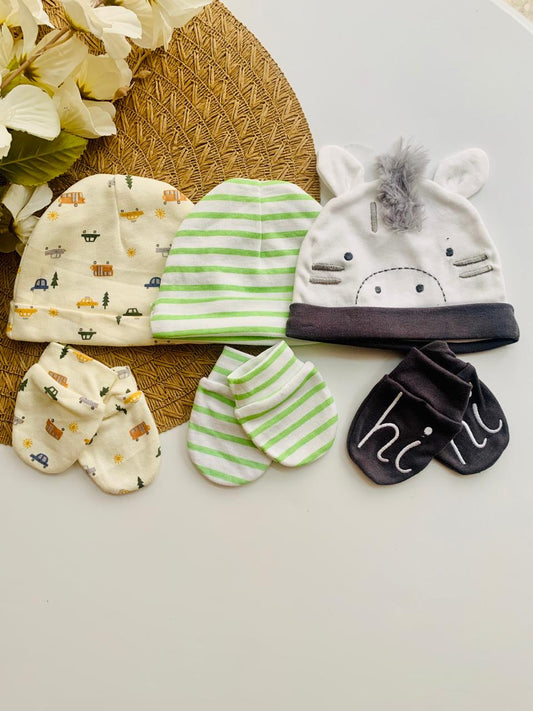 Pack of 3 Caps & Mittens Set