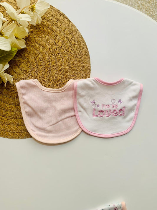 4pc "I am so Loved" 2 Bibs & 2 Burb Cloths