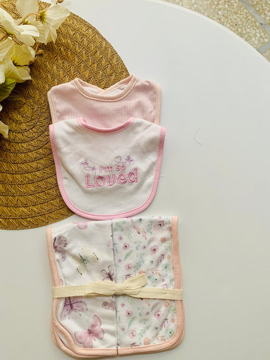 4pc "I am so Loved" 2 Bibs & 2 Burb Cloths