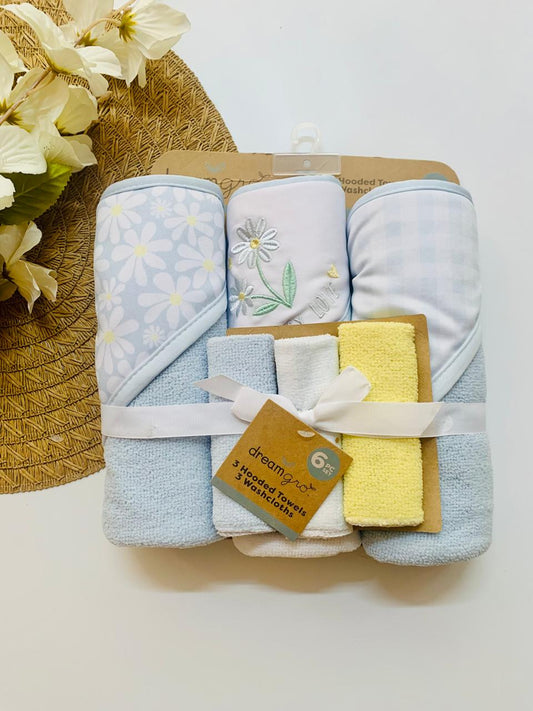 Pack of 3 Floral "Daisey Love" Hooded Towel & Wash Clothes