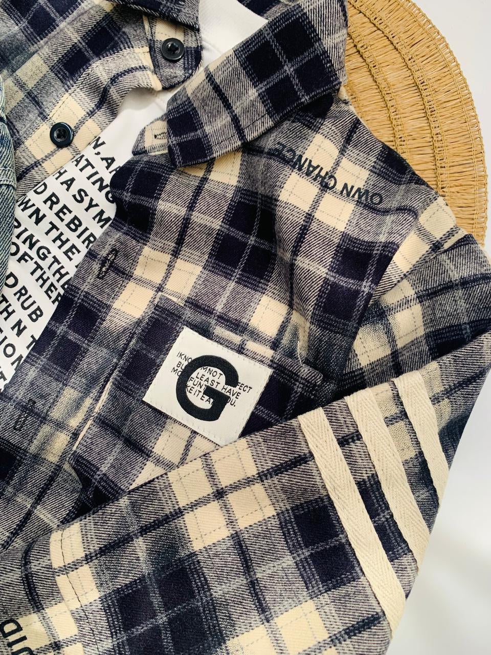 3Pc Checked Woolen Shirt & Jeans Set