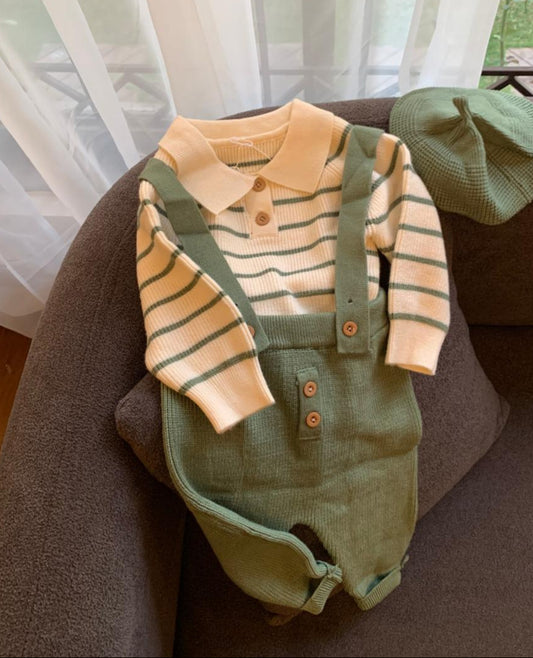 Knitted Dungarees with matching Hat