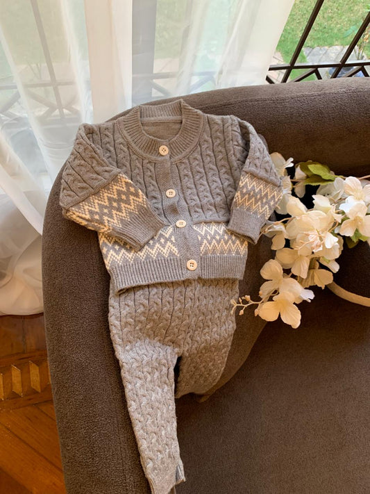 2Pc Knitted Sweater & Trouser Set