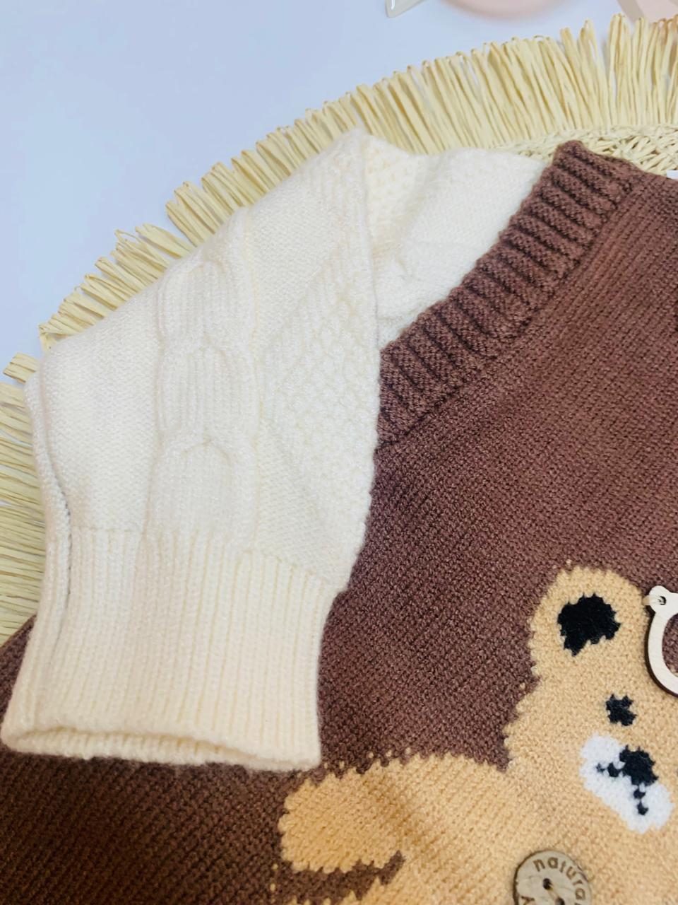 Knitted Embroidered Bear Sweater & Trouser Set