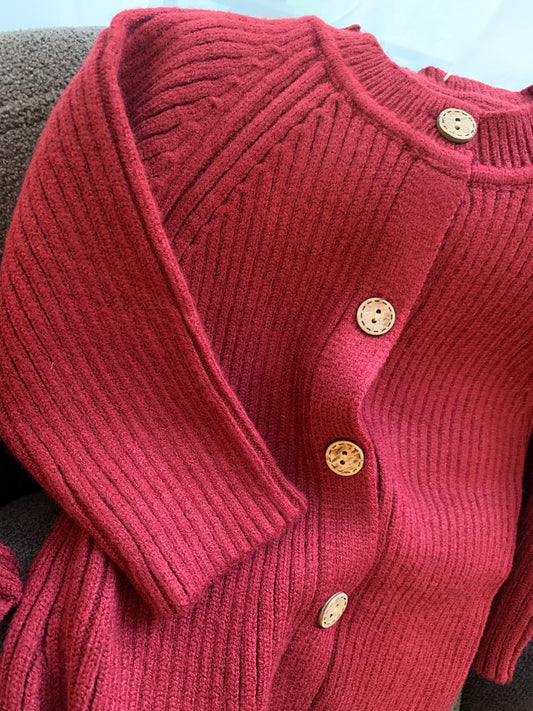 Knitted Buttoned Sleepsuit with Matching Cap