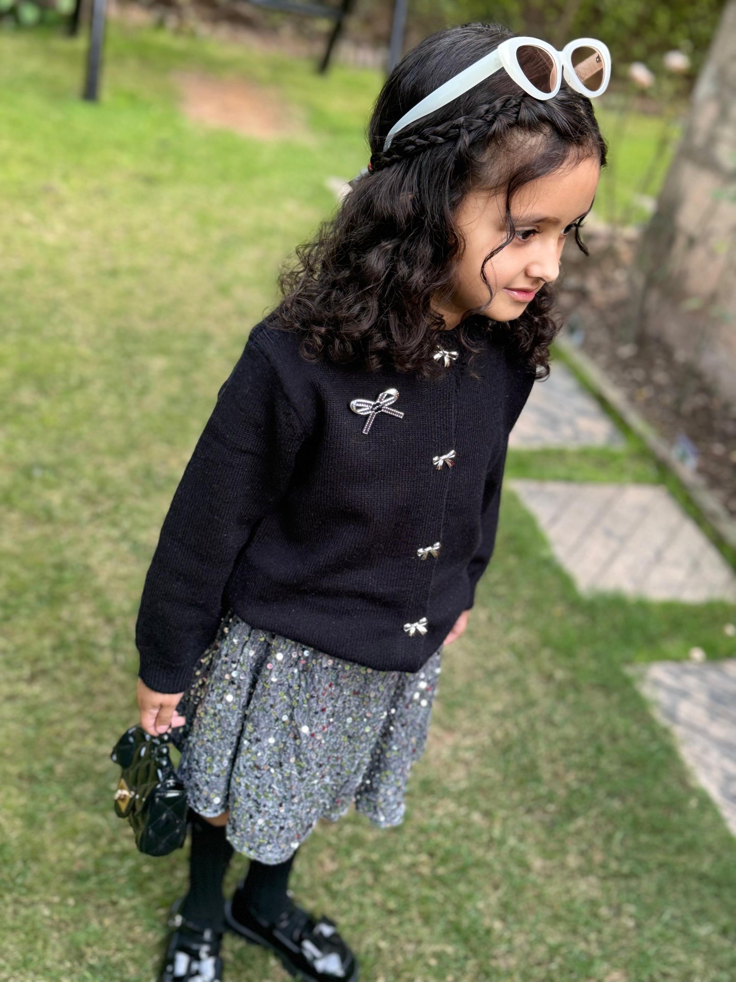 Formal wear Knitted Cardigan with Sparkly Skirt