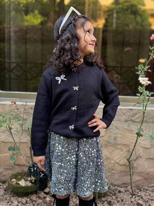 Formal wear Knitted Cardigan with Sparkly Skirt