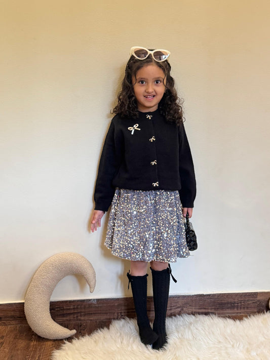 Formal wear Knitted Cardigan with Sparkly Skirt