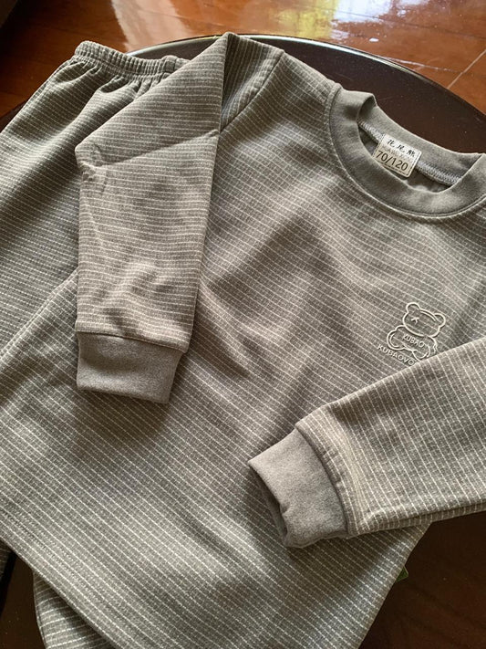 Fleece lined Bear Shirt & Trouser Set