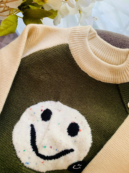 Knitted Smiley Face Sweater