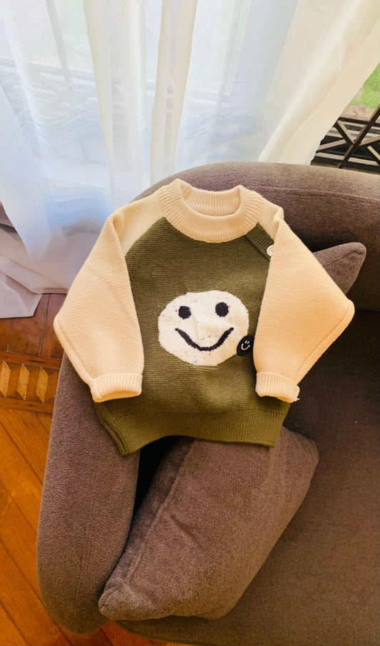 Knitted Smiley Face Sweater