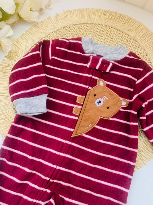 Fleece Embroidered Bear Sleepsuit