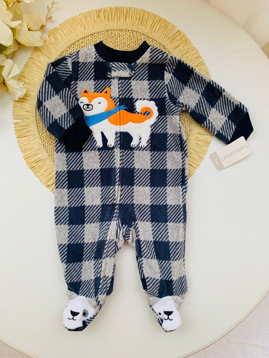 Fleece Embroidered Fox Sleepsuit