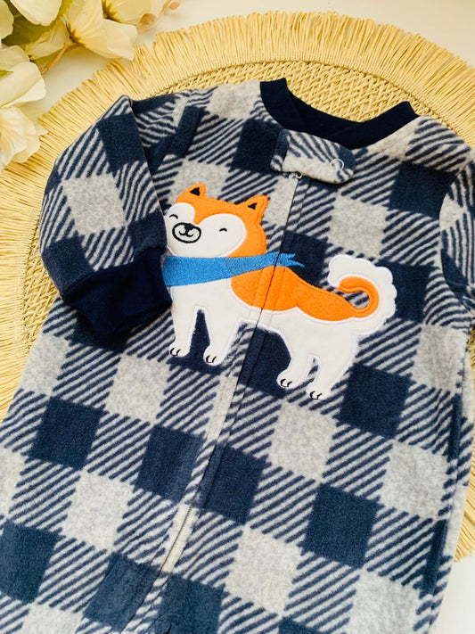 Fleece Embroidered Fox Sleepsuit