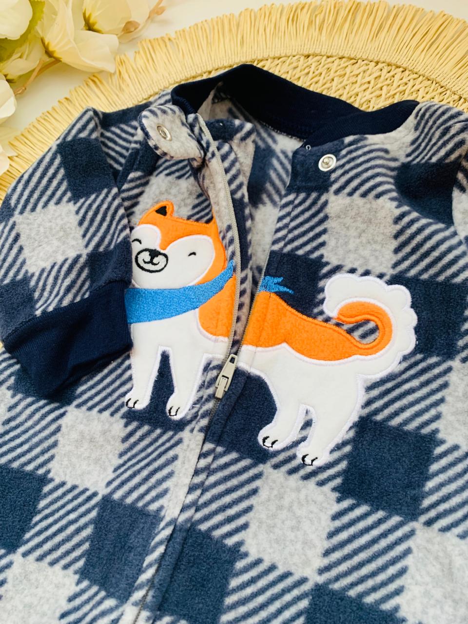 Fleece Embroidered Fox Sleepsuit