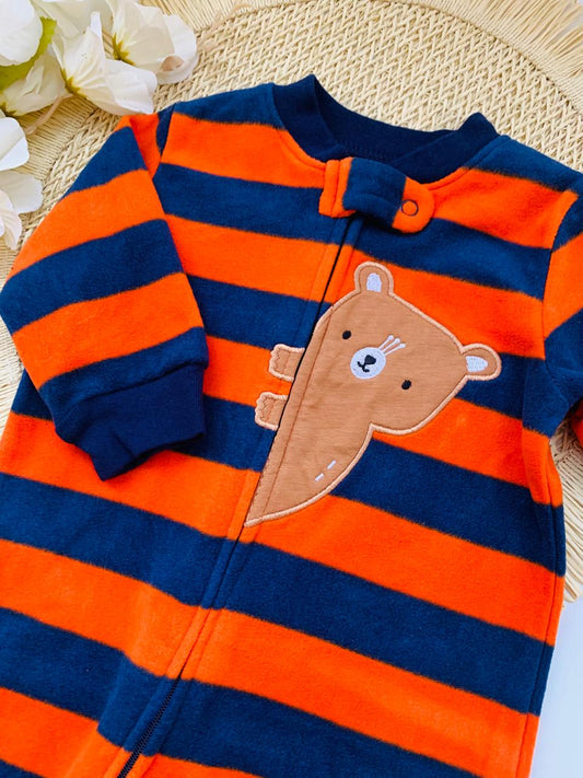 Fleece Embroidered Bear Sleepsuit