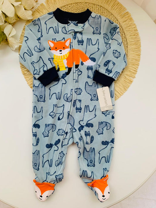 Fleece Embroidered Fox Sleepsuit