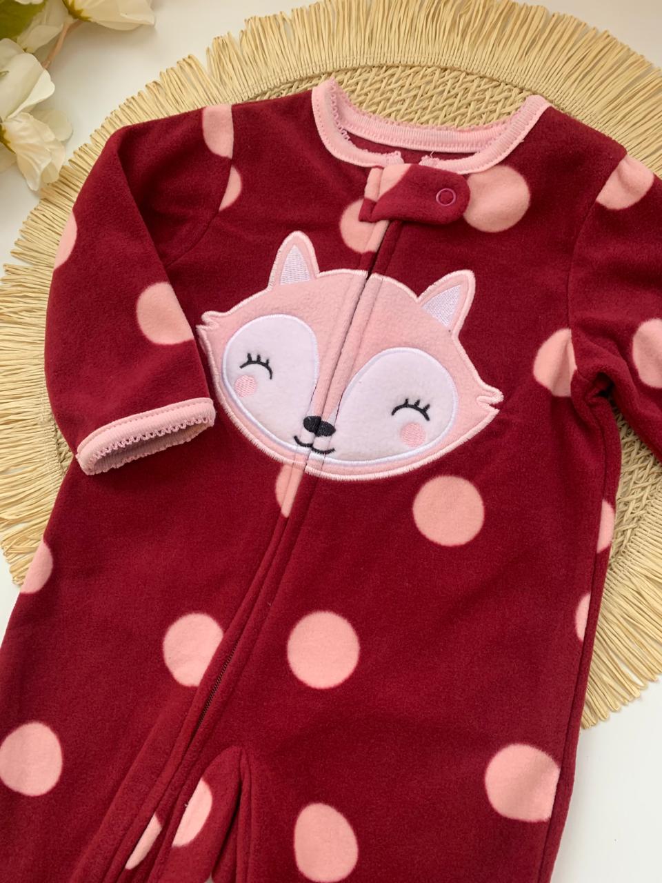 Fleece Embroidered Fox Face Sleepsuit