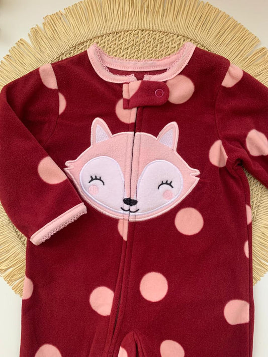 Fleece Embroidered Fox Face Sleepsuit