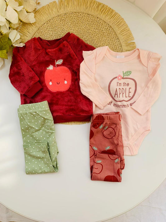 4Pc Velour Shirt, Bodysuit with Pack of two Trousers