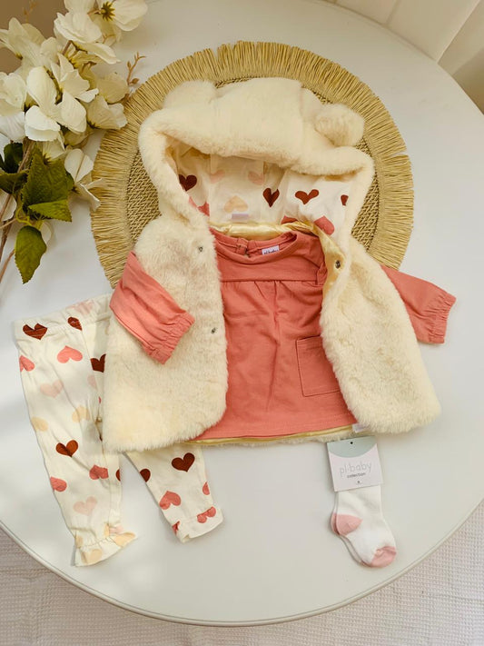 4Pc Furry Jacket with Matching Shirt ,Trouser & Socks Set
