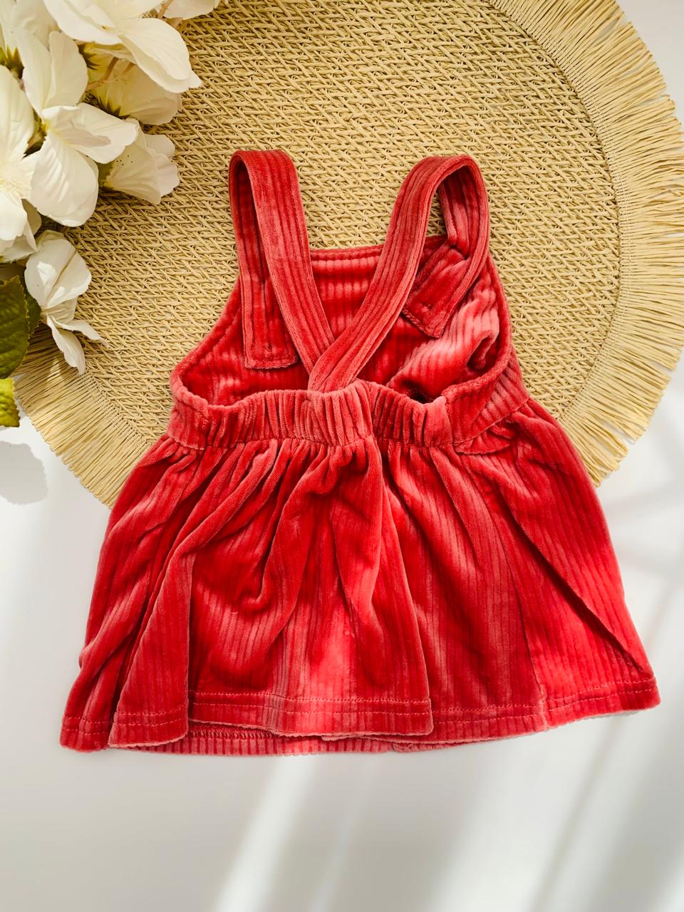 3Pc Velour Floral Frock with Headband