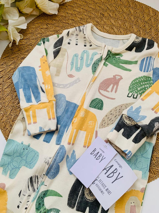 George Safari Print Sleepsuit