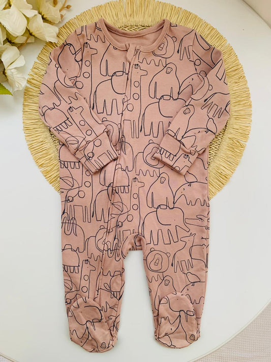 George Safari print Sleepsuit