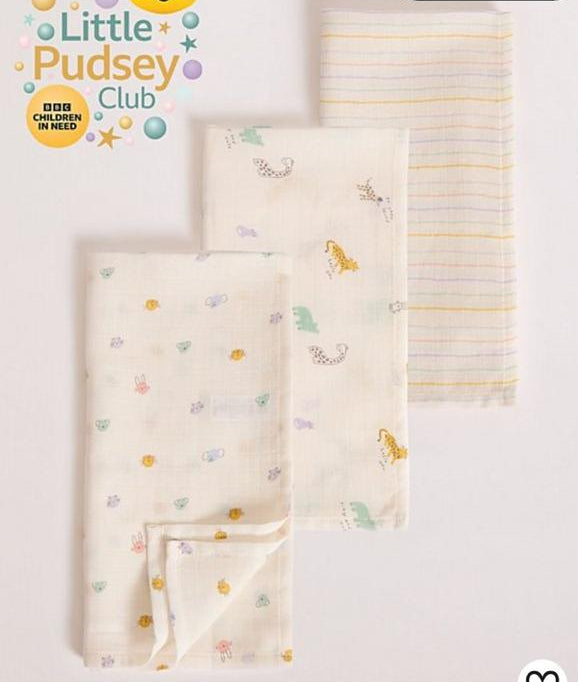 George Pack of 3 Muslin Squares