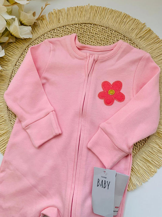 George Appliqued Flower Sleepsuit