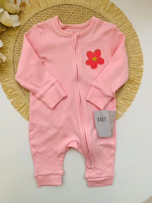 George Appliqued Flower Sleepsuit