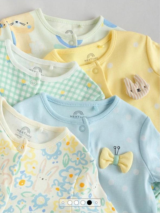 Next Checked floral Sleepsuit