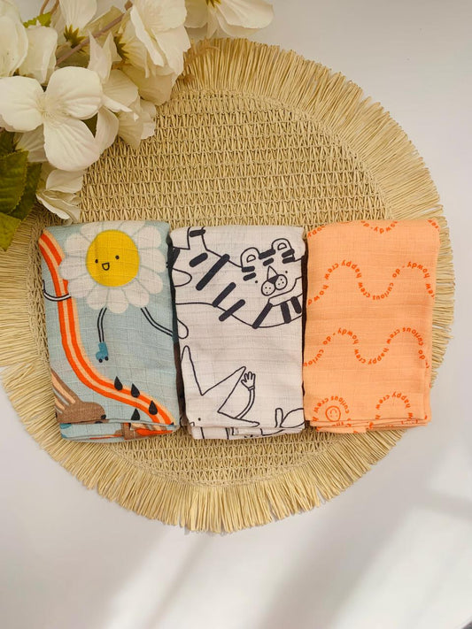 George Pack of 3 Muslin Squares